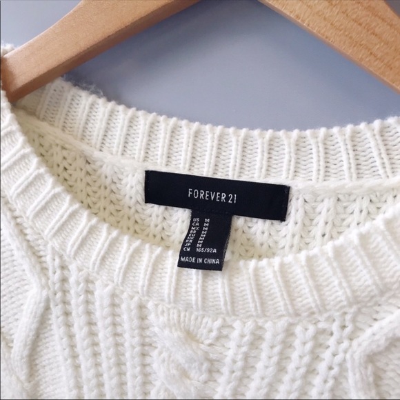 Forever 21 White Knit Crewneck Sweater - Picture 2 of 5